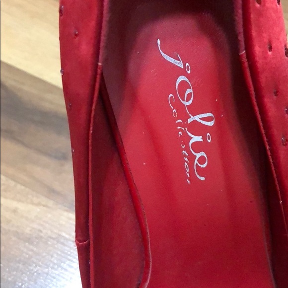 Cherry red Jolie Collection peep toe pumps - Picture 3 of 4